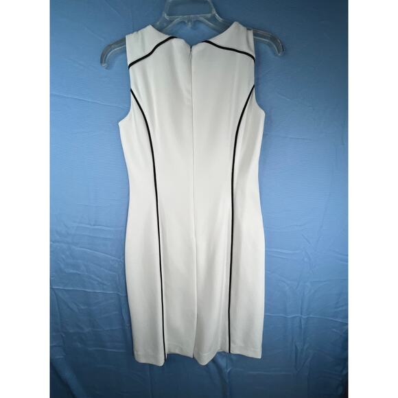 WHBM sleeveless white sheath dress with black piping, size 4P, EUC - Picture 5 of 11